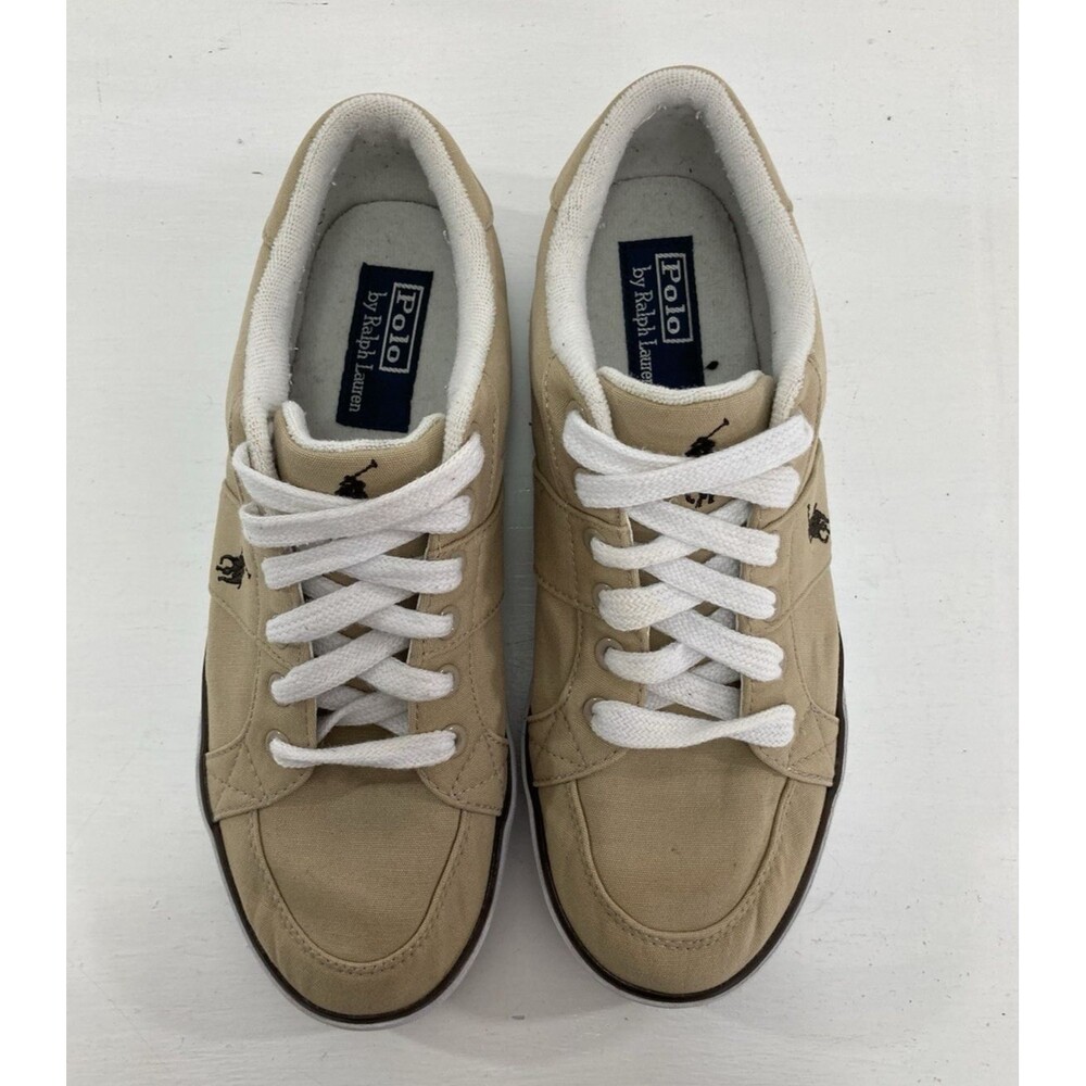 Polo Ralph Lauren Harold Sneakers Men’s 8.5D Tan Canvas Lace-Up Casual - Picture 2 of 8
